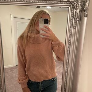 Kaisley Cozy Turtleneck Sweater – Size Small – Blush Pink